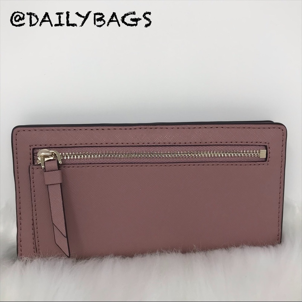 KATE SPADE PINK LARGE SLIM BIFOLD WALLET PEONY - Picture 4 of 6